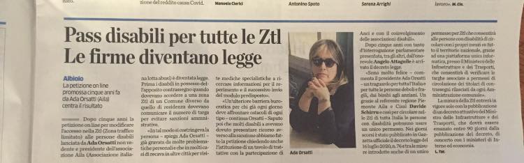 Pass disabili per tutte le ztl 
Le firme diventano legge
