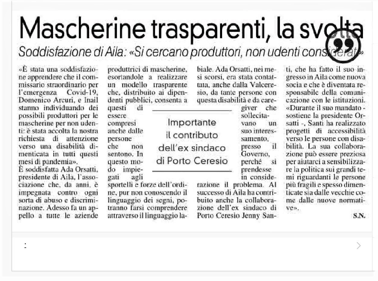 Mascherine trasparenti, la svolta