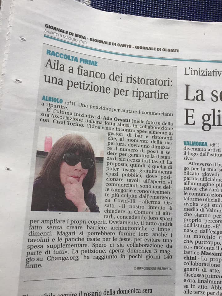 AILA a fianco dei ristoratori: una petizione per ripartire